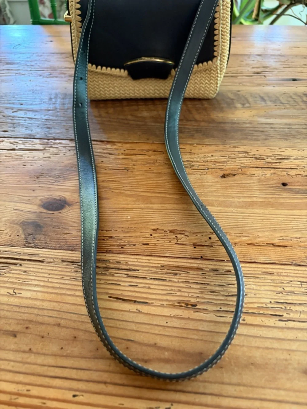 3.1 Phillip Lim Black and Natural Raffia Shoulder Bag